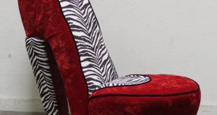 Zebra Print High heel shoe chair red velvet
