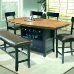 high top dining table with bench dark kitchen design with wire bar