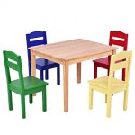 Amazon.com: Costzon Kids Wooden Table and 4 Chairs Set, 5 Pieces Set