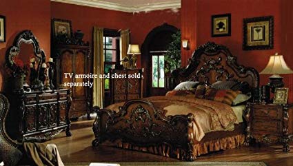 Amazon.com: Acme Furniture 4pc King Size Bedroom Set in Brown Cherry