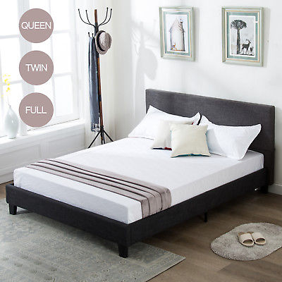 FULL QUEEN KING Size Bed Frame Tufted Headboard Platform Bed w/ Wood