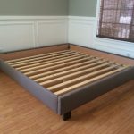 Gray Upholstered California King Size Platform Bed Frame Without