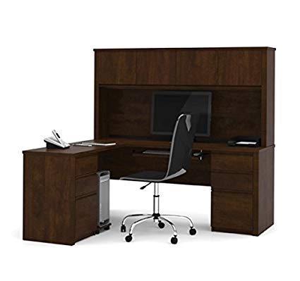 Amazon.com : Prestige L-shaped Corner Computer Desk with Hutch in