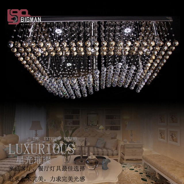 Free shipping new rectangle wave crystal light modern chandelier