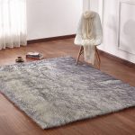 Shop Large Size Faux Shag Area Rug In Off-white/Grey - On Sale