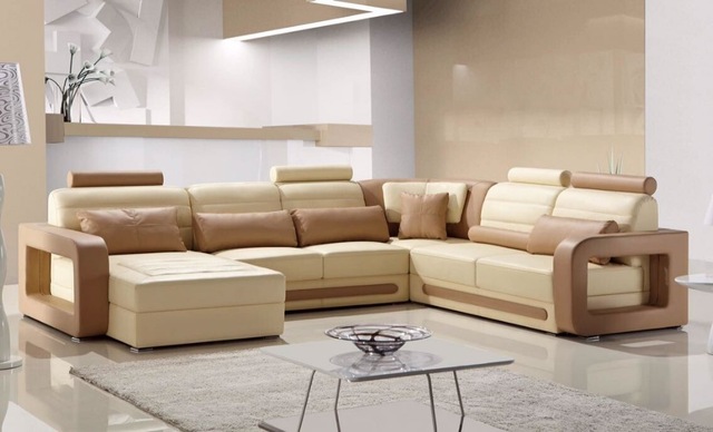 Comfortable Adjustable Genuine leather recliner sofa set-in Living