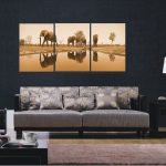 3 Piece Canvas Art Sets Elephant Painting Picture Tree Wall Painting
