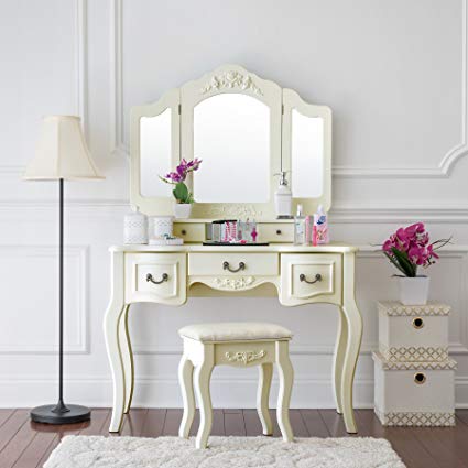 Amazon.com: Fineboard Three Mirror Vanity Dressing Table Set with