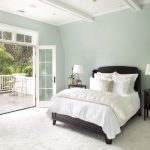 Soft Green Master Bedroom Color Schemes With a door opening to the