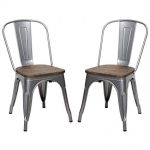 Amazon.com: Metal Stackable Dining Chair with Wood Seat, Indoor