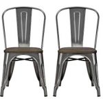 Amazon.com: DHP Fusion Metal Dining Chair with Wood Seat, Distressed