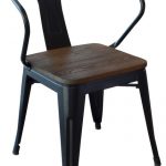 Amerihome DCHAIRBWT Loft Black Metal Dining Chairs With Wood Seat