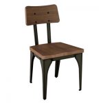 Woodland Metal Dining Chair With Distressed Wood Seat And Backrest