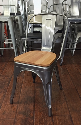 Metal Industrial Dining Chairs with Wood Seat