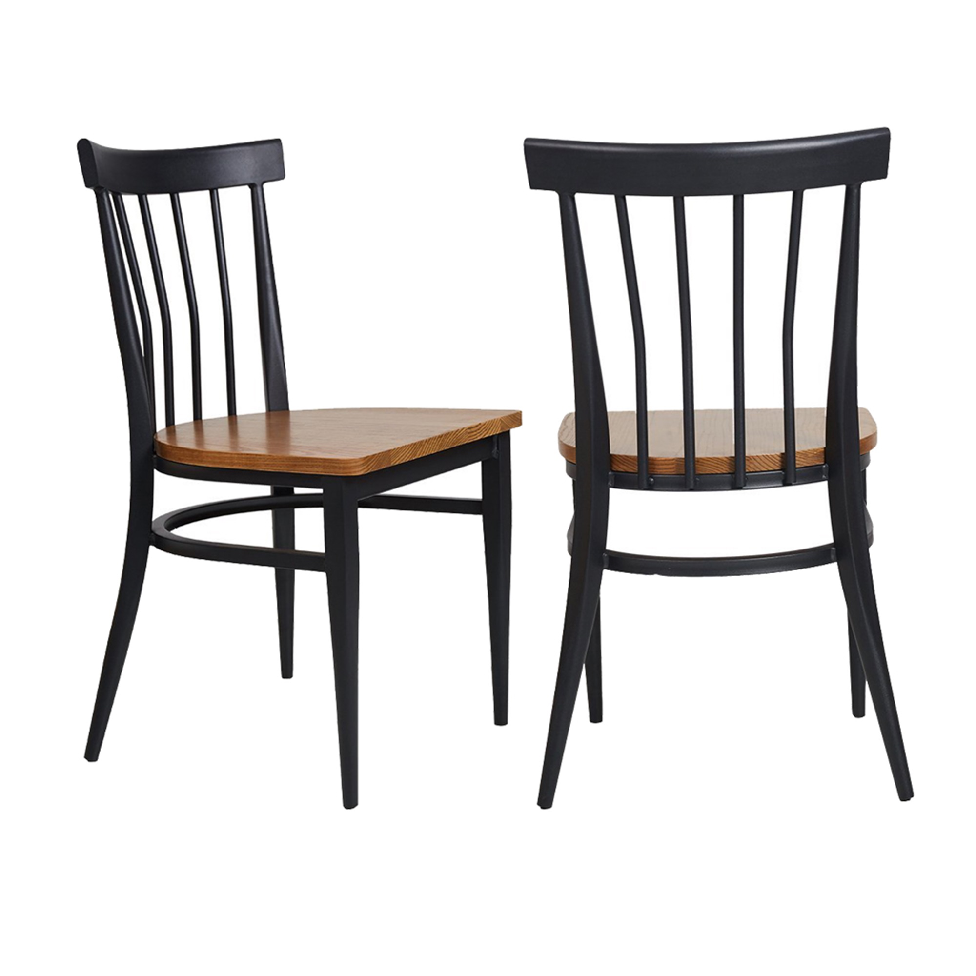KARMAS PRODUCT Stackable Metal Dining Chairs w/ Wood Seat,Indoor