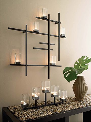 Modern Grid Candle Sconce | metal art | Modern apartment decor