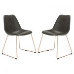 Set Of 2 Dorian Midcentury Modern Leather Dining Chair - Safavieh