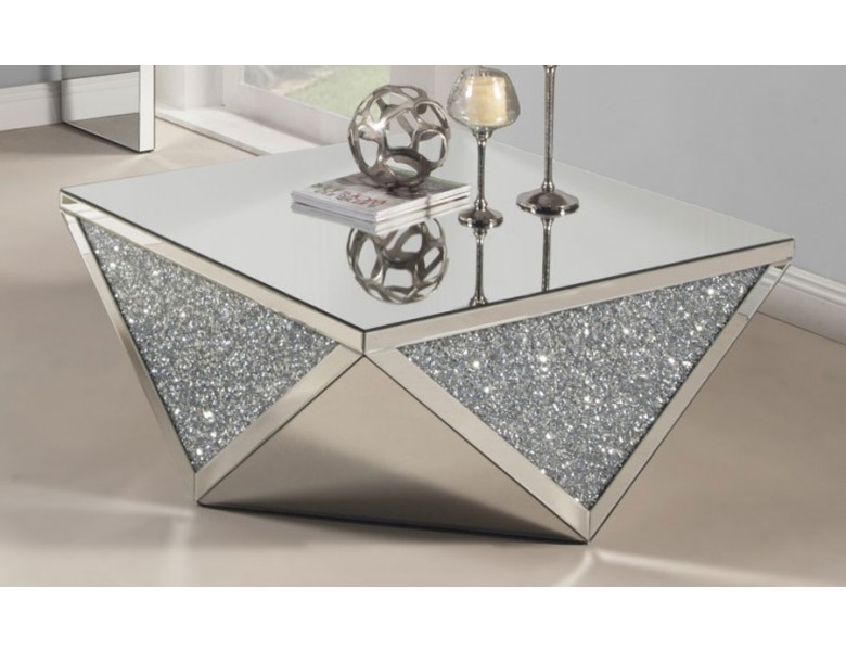 Glimmer Mirrored Coffee Table With Crystals