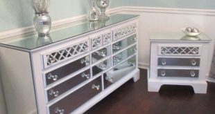 Mirrored Dresser and Matching Nightstand Pure White with Quatrefoil