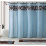WPM 4 Piece Bath Rug Set with Shower Curtain | Groupon