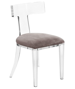 Tristan Acrylic Klismos Chair - Contemporary Transitional Art Deco