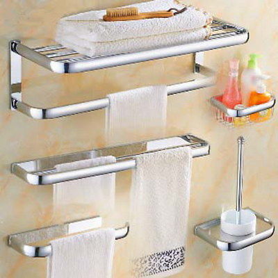 CHROME MODERN BATH Accessories Towel Bar Ring Toilet Bathroom