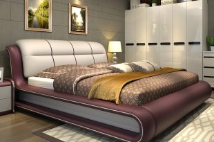 Modern bedroom furniture bed with genuine leather M01-in Beds from