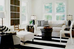 Modern black and white striped rug for living room to decorate homes