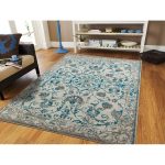 Shop Modern Distressed Area Rugs Living Room Blue Gray Floral Rug