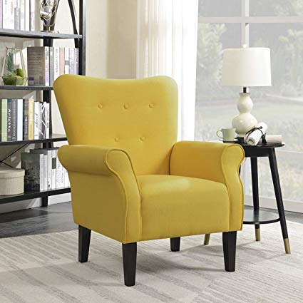 Amazon.com: Belleze Modern Accent Chair Roll Arm Linen Living Room