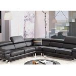 1PerfectChoice Contemporary Curved Sectional Sofa Black Bonded