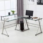 Amazon.com: Mecor L-Shaped Corner Computer Desk with Shelf & Stand