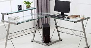 Amazon.com: Mecor L-Shaped Corner Computer Desk with Shelf & Stand