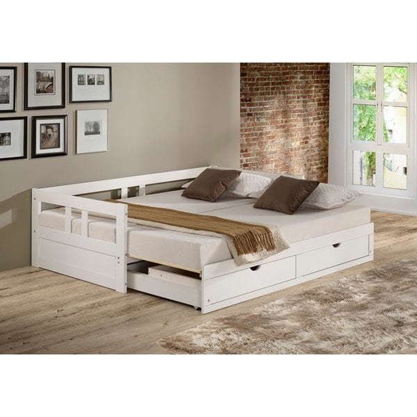 Shop Melody Twin to King Trundle Daybed with Storage Drawers, White