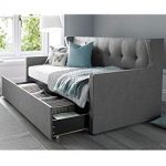 Daybed with Trundle, Happy Beds Hunter Grey Fabric Modern Day Bed