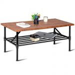 Amazon.com: Giantex 2-Tier Rustic Coffee Table Metal Frame Modern