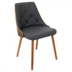 Gianna Mid Century Modern Walnut Upholstered Wood Back Dining Chair