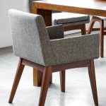 2x Gray Dining Chair in Brown Wood-Upholstered | Article Chanel
