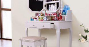 Solid Wood Modern Vanity Cosmetic Dressing Table Cabinet Mirror