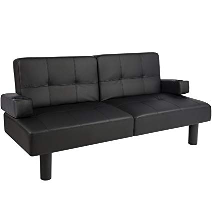 Amazon.com: Best Choice Products Leather Faux Fold Down Futon Lounge