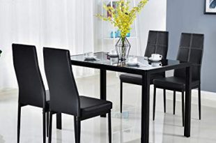 Amazon.com - Bonnlo Modern 5 Pieces Dining Table Set Glass Top