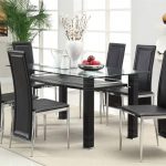 Black Glass Dining Room Table And Chairs Awesome Modern In Set