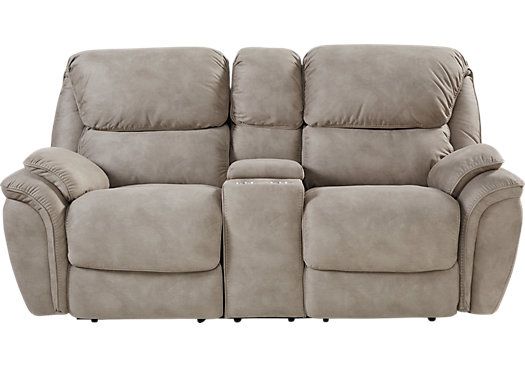 picture of Kinley Beige Reclining Console Loveseat from Loveseats