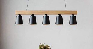 Wood Pendant Light Linear Modern Chandelier Hanging Ceiling Light