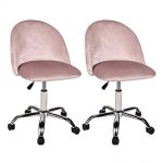 Amazon.com: PULUOMIS Home Office Chair Pink, Set of 2 Mid Back