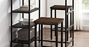 Amazon.com: Pub Table Set 3 Piece - Modern Bistro With Storage for