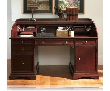 Cherry finish wood modern contemporary styling roll top desk with