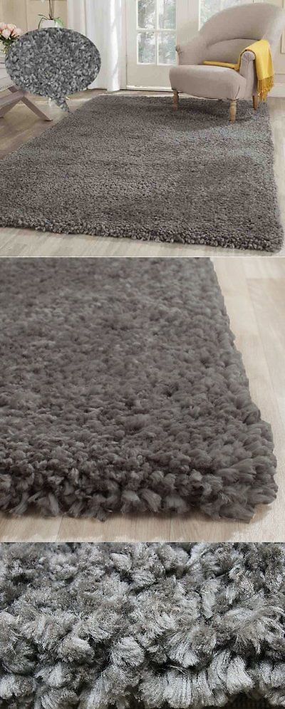 Area Rugs 45510: Fluffy Fuzzy Gray Modern Shaggy Shag Fuzzy