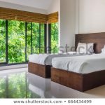 Modern Master Bedroom Twin Beds Wide Stock Photo (Edit Now