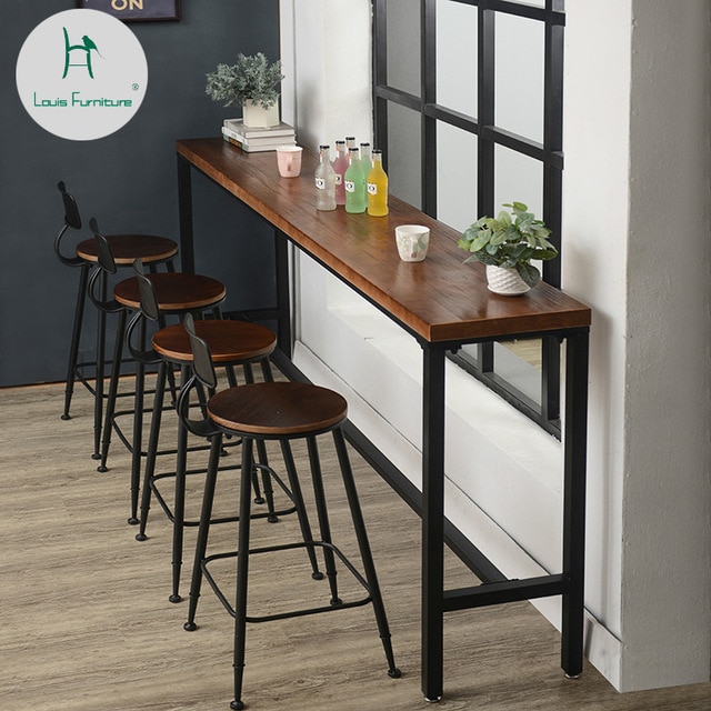 Louis Fashion Bar Tables American Solid Wood Wall Table Simple